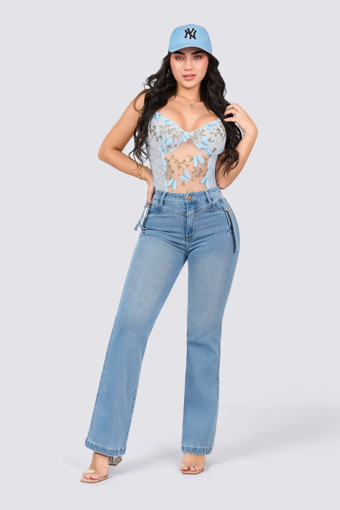 STRAIGHT LEG PANTS LIGHT BLUE 7072