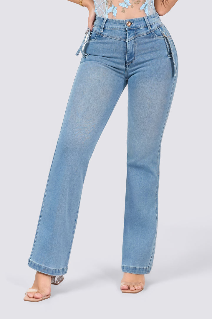STRAIGHT LEG PANTS LIGHT BLUE 7072