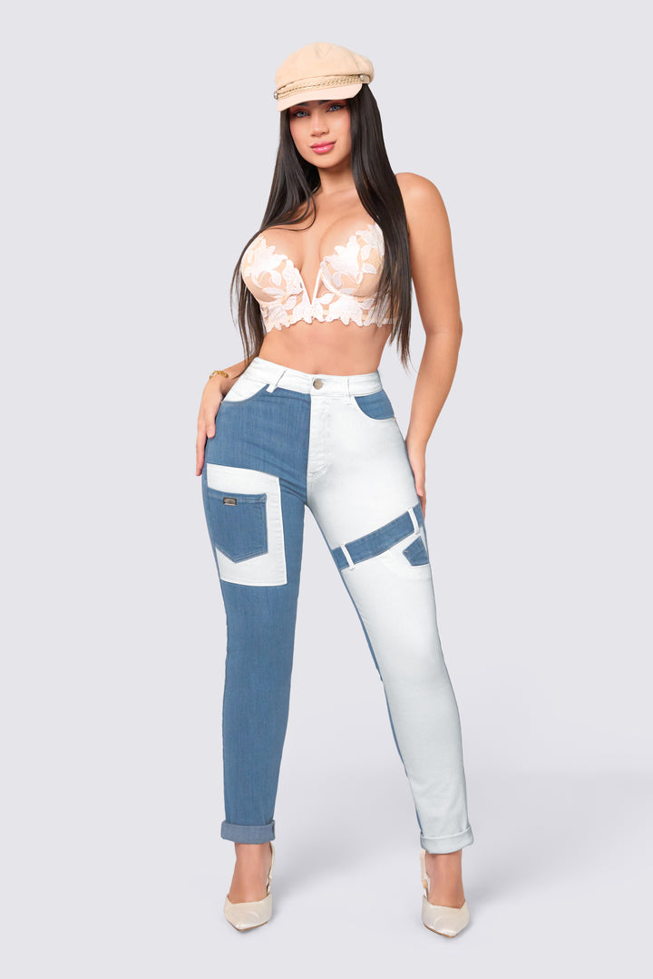 TWO-TONE SKINNY JEANS 7030