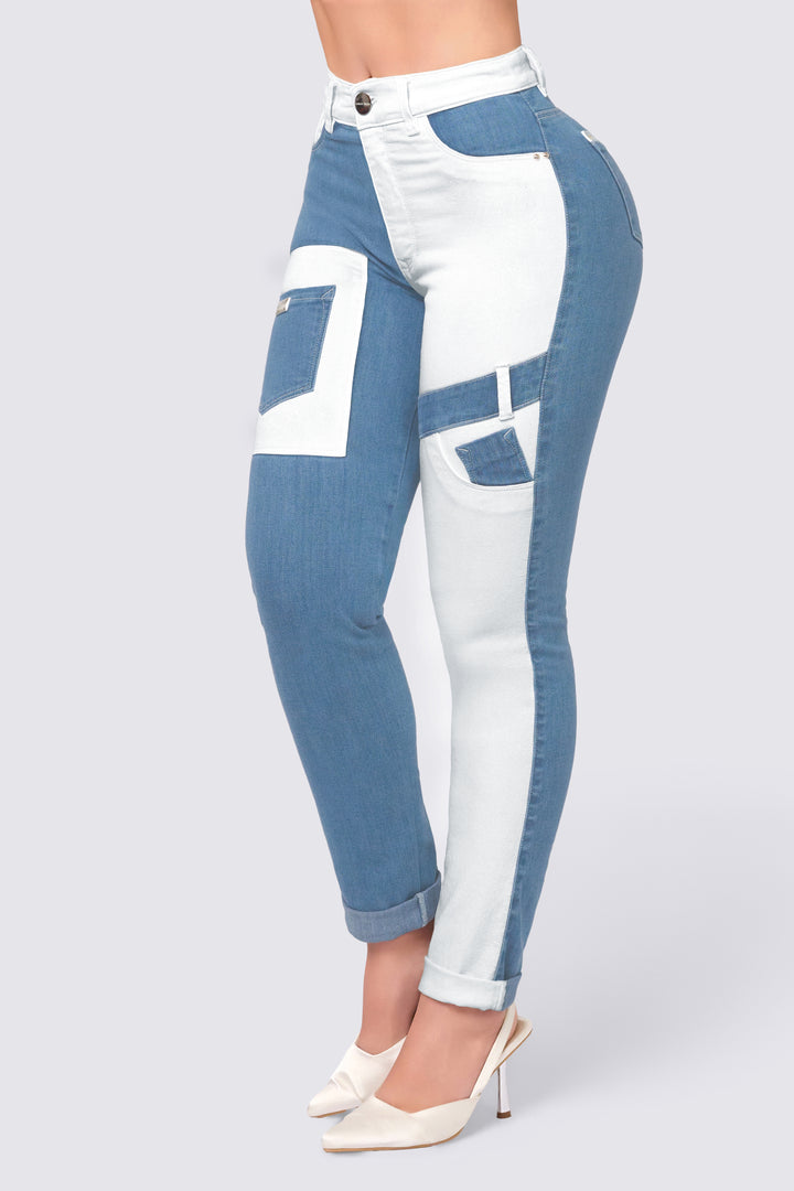 TWO-TONE SKINNY JEANS 7030