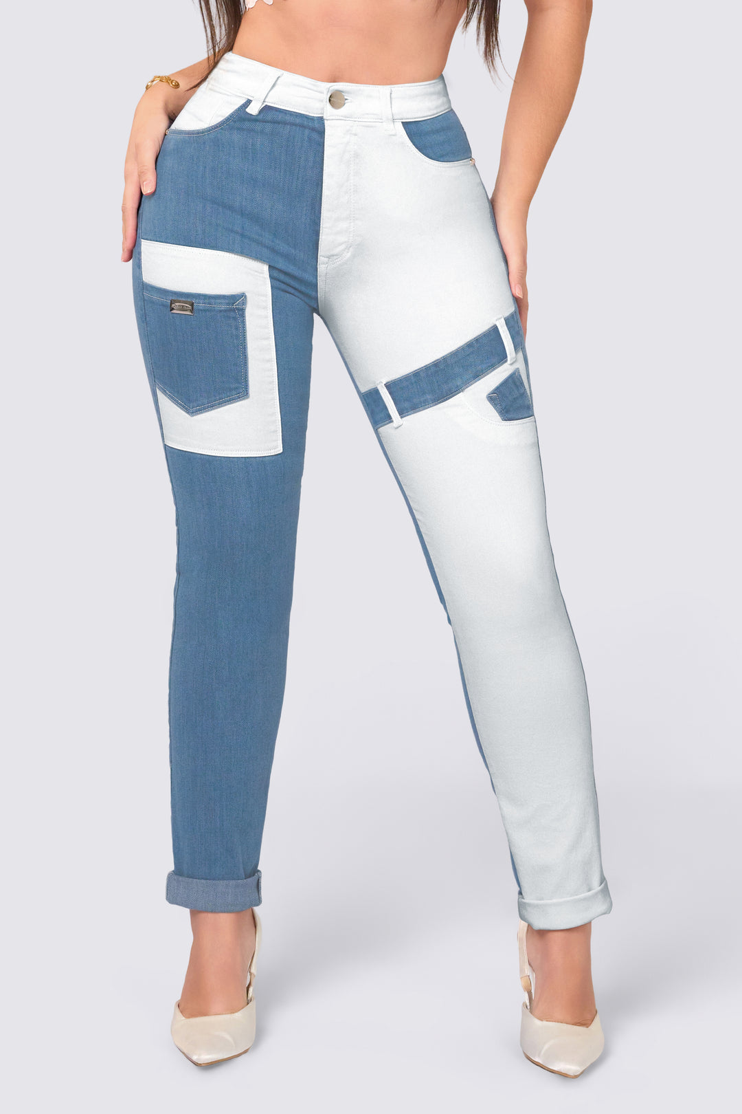 TWO-TONE SKINNY JEANS 7030