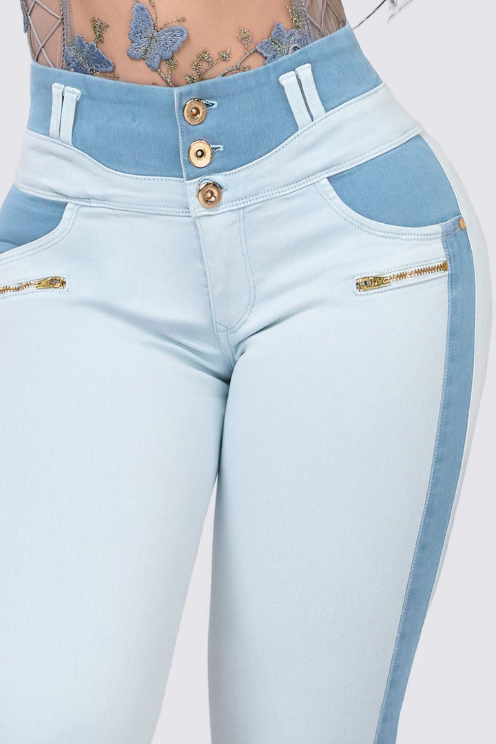 TWO-TONE SKINNY JEANS 7061