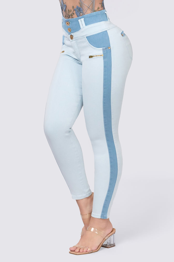 TWO-TONE SKINNY JEANS 7061