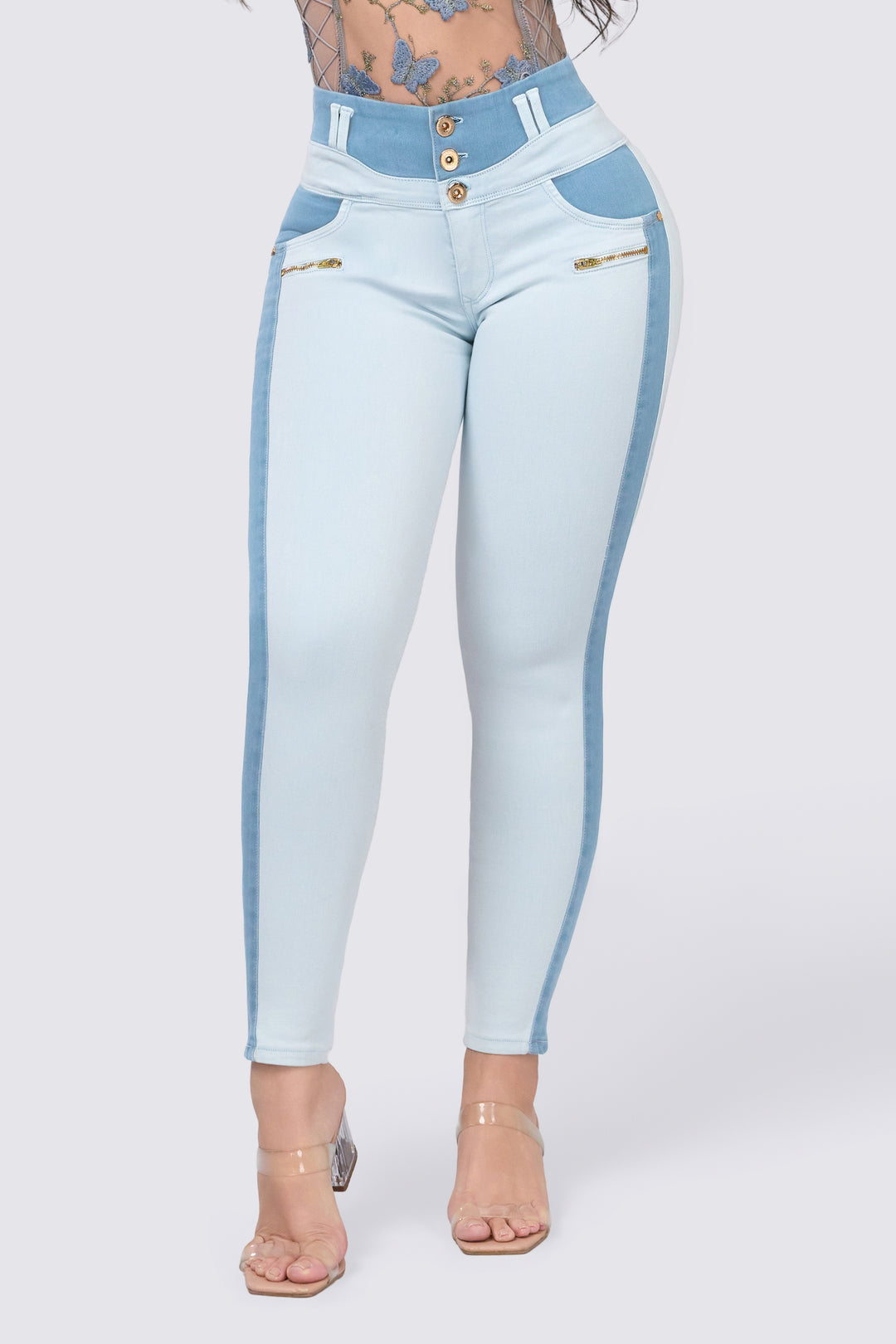 TWO-TONE SKINNY JEANS 7061