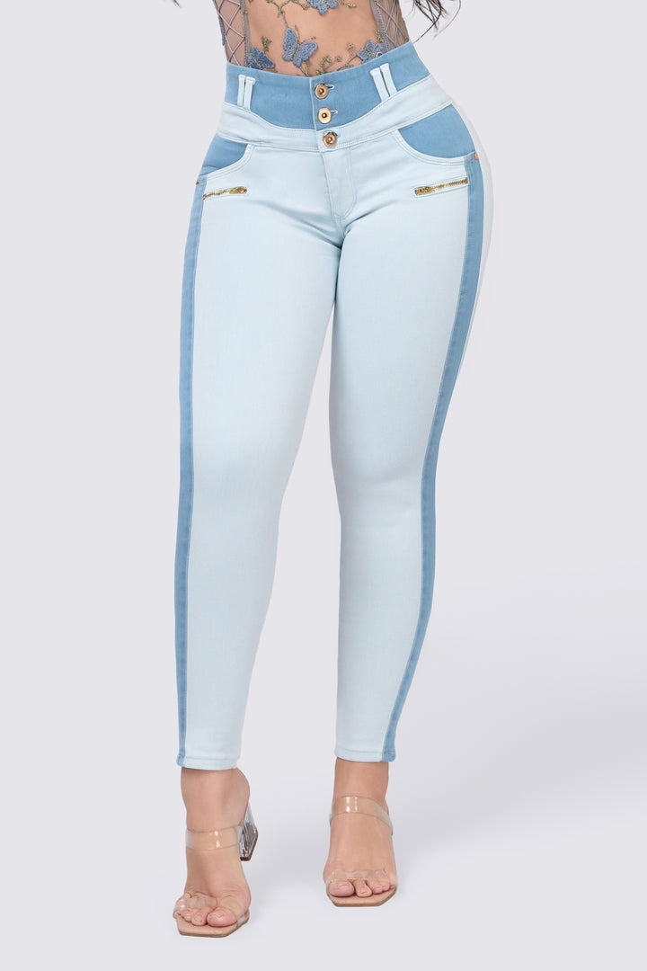 TWO-TONE SKINNY JEANS 7061
