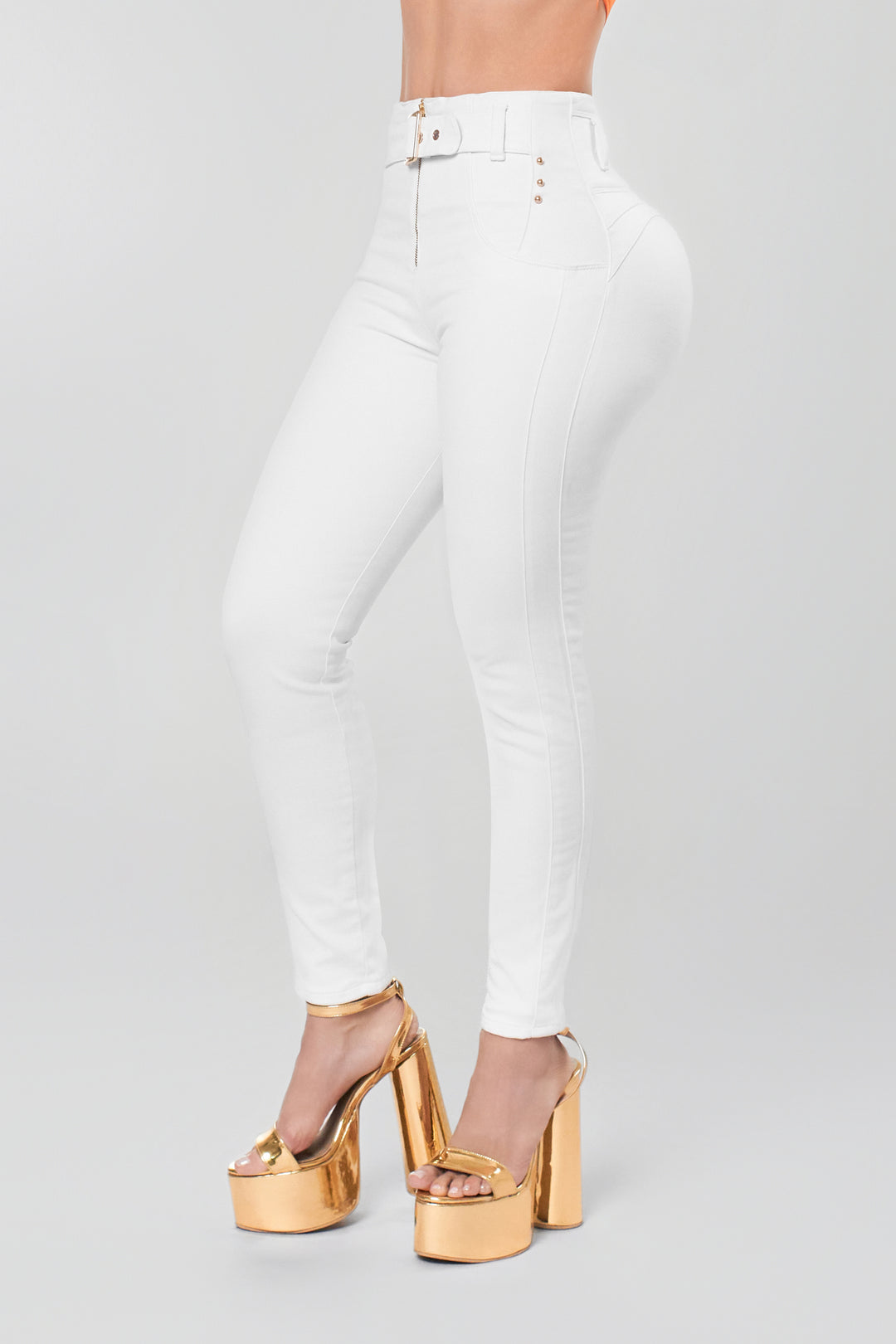 WHITE SKINNY JEANS 6876