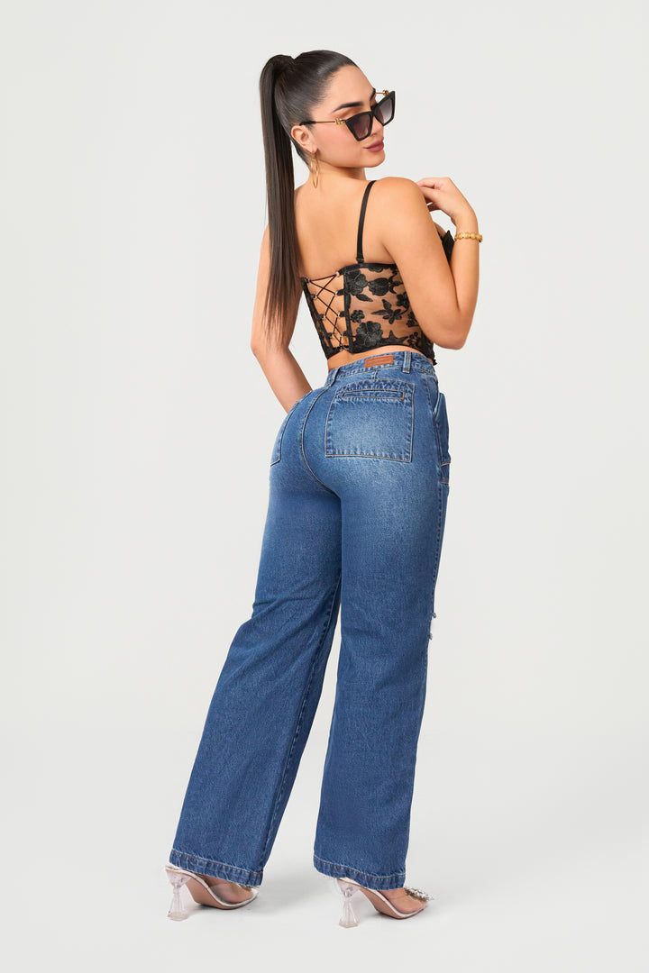 WIDE LEG NAVY BLUE 7025