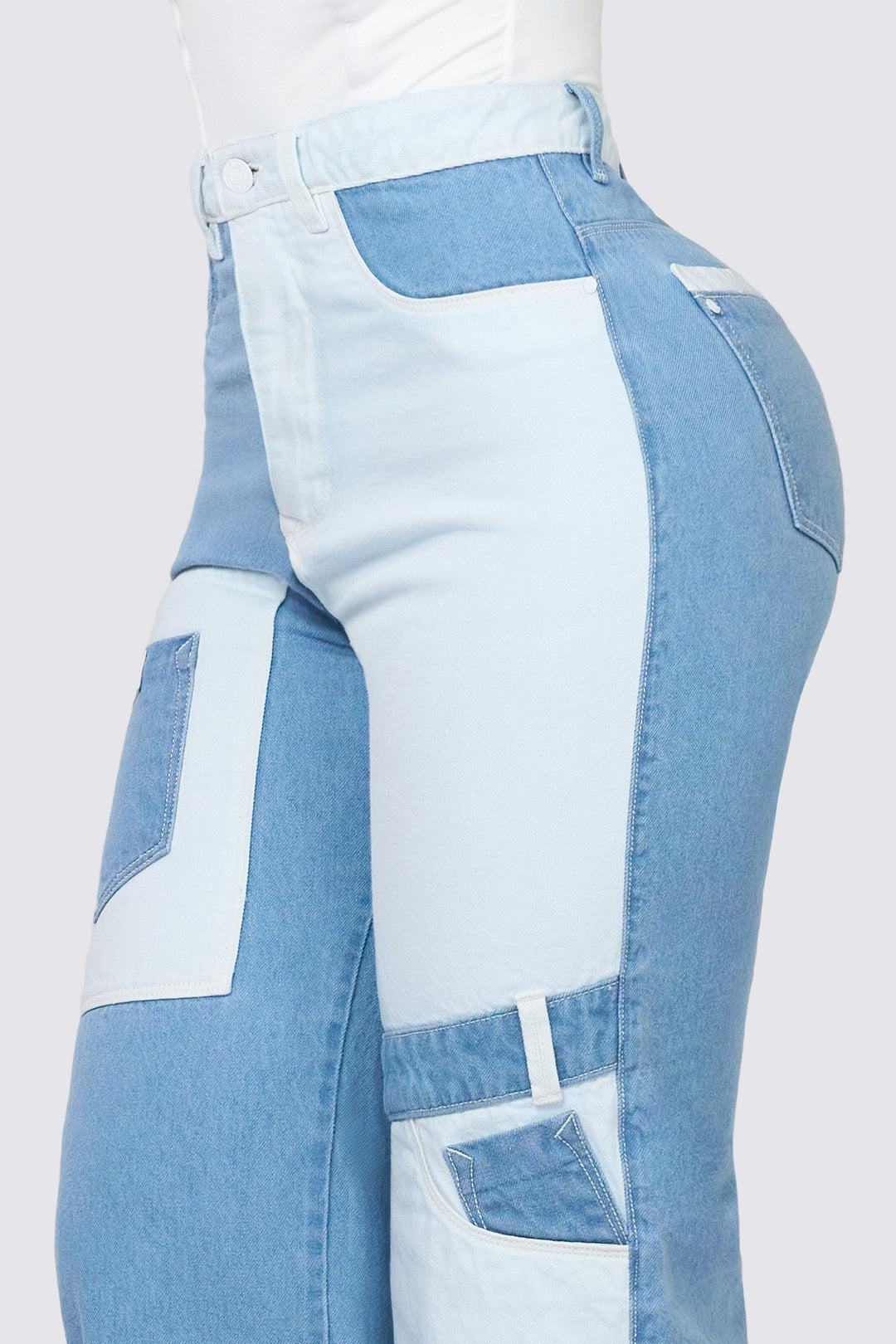 TWO-TONE WIDE LEG JEANS 7068-N