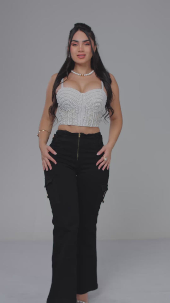 PUSH UP BLACK FLARE JEANS 6878