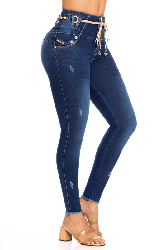 JEANS LEVANTA COLA AZUL 6651  Colombiana de jeans – Colombiana de